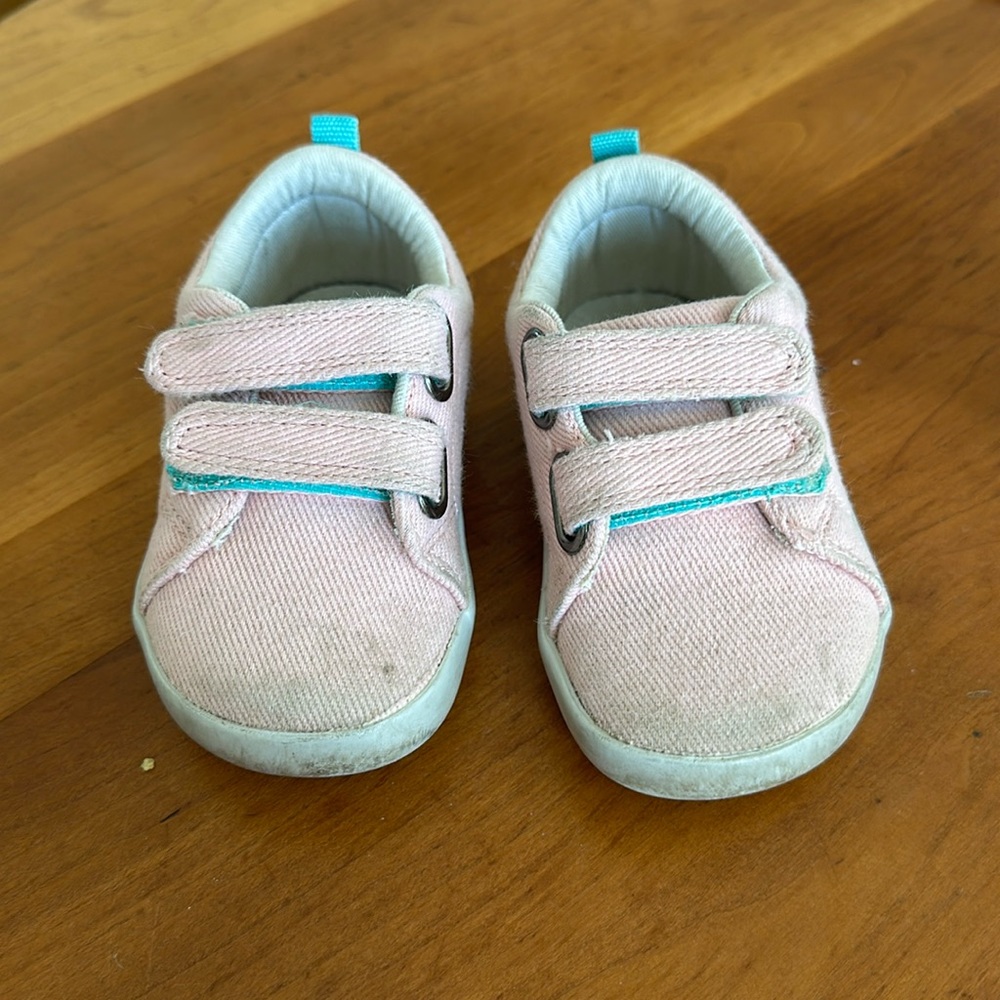 Ten little recycled canvas shoes pink